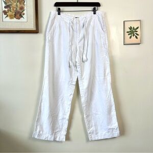 Calvin Klein White Wide Leg Linen/Rayon Beach Pants